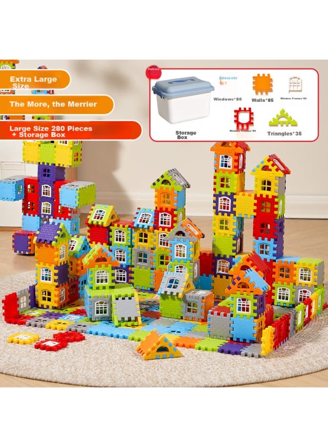 Leleyu Children's Toy Building Blocks Set, Large Particle Wall And Window Model Puzzle, Birthday Gift For Boys And Girls, 365 Pieces - Image 1