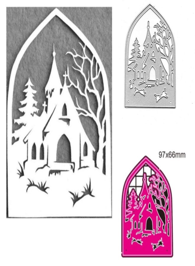 Paleery@FC Houses Frame Metal Die Cuts, Christmas Snow Tree Flower Grass Cutting Dies Cut Stencils for DIY Scrapbooking Album Decorative Embossing Paper Dies Card Makin - Image 3