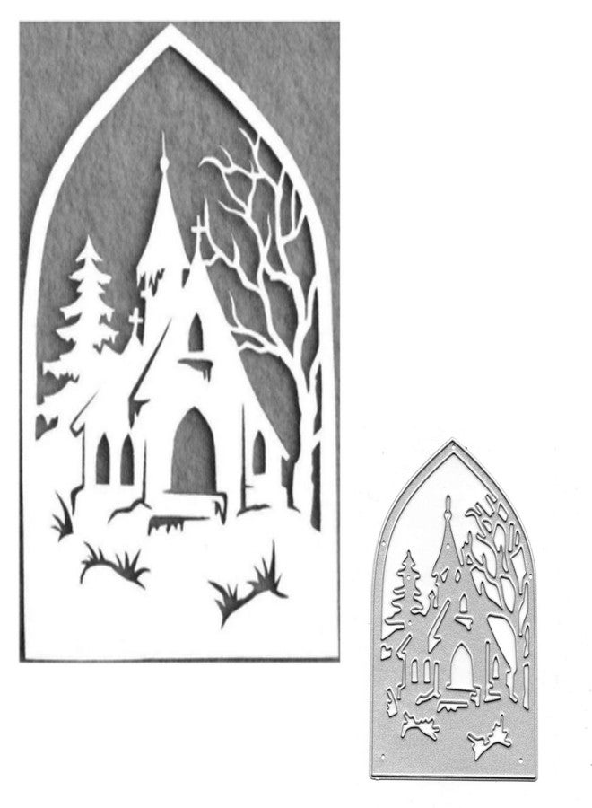 Paleery@FC Houses Frame Metal Die Cuts, Christmas Snow Tree Flower Grass Cutting Dies Cut Stencils for DIY Scrapbooking Album Decorative Embossing Paper Dies Card Makin - Image 1