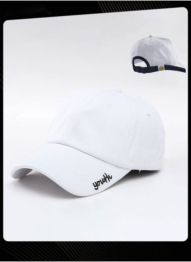 NIBEMINENT Women Men Korean Version Versatile Baseball Cap Spring Autumn Smile Design Adjustable Sun Protection Hat Suitable for Daily Outdoor Sports White  - Image 1