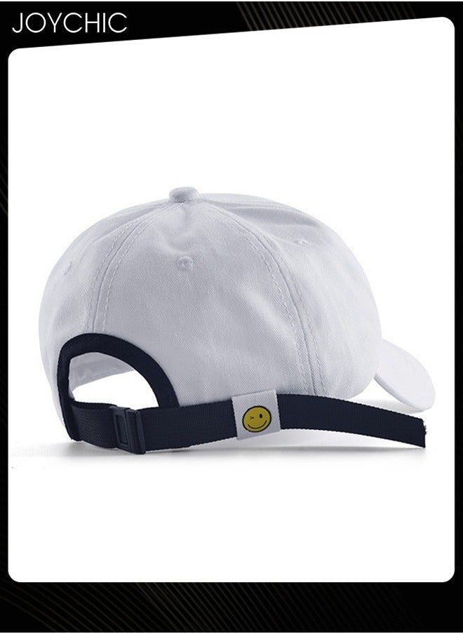 NIBEMINENT Women Men Korean Version Versatile Baseball Cap Spring Autumn Smile Design Adjustable Sun Protection Hat Suitable for Daily Outdoor Sports White  - Image 3