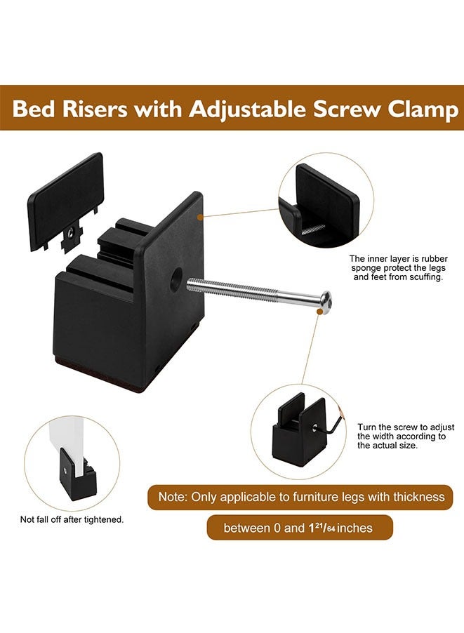 Muyixin Bed Risers with Adjustable Screw Clamp Adds 50 mm Height To Furniture, Supports up to 5,000 lbs Fits Furniture Legs with Thickness from 0 to 1.3 Inch - Image 3