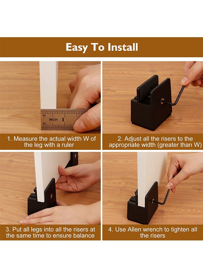 Muyixin Bed Risers with Adjustable Screw Clamp Adds 50 mm Height To Furniture, Supports up to 5,000 lbs Fits Furniture Legs with Thickness from 0 to 1.3 Inch - Image 5