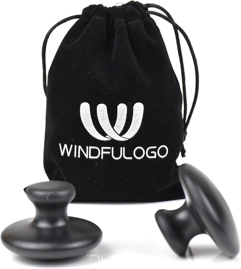Windfulogo 2 Pcs Mushroom Shaped Massage Stones Natural Bian Stone Hot Rock for Spa Massage - Image 2