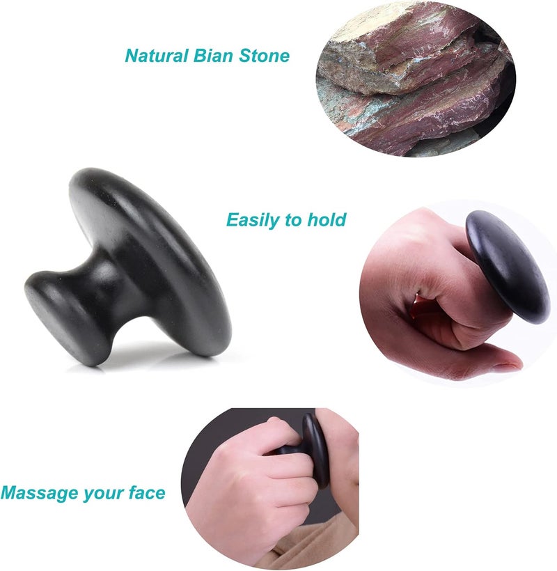 Windfulogo 2 Pcs Mushroom Shaped Massage Stones Natural Bian Stone Hot Rock for Spa Massage - Image 5