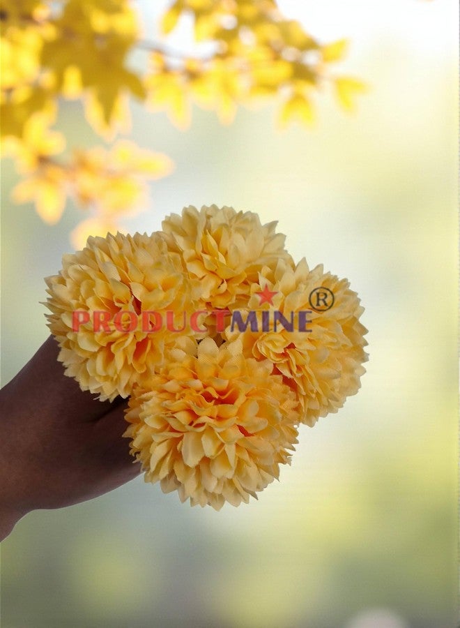 PRODUCTMINE® Bridal Hair Pin Bun Pin Accessories/Fancy Golden Juda Pins with Artificial BIG 4.5 CM MANGOW YELLOW COLOR Flowers Hair Pin for Women and Girls hair pins for women wedding - Set of 4 PCs - Image 3