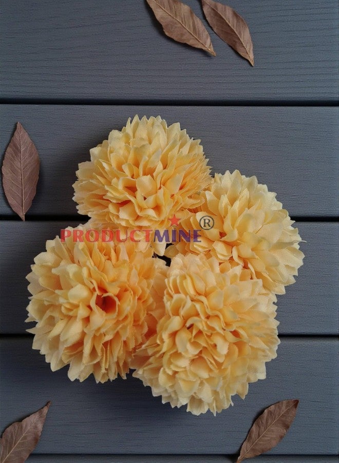PRODUCTMINE® Bridal Hair Pin Bun Pin Accessories/Fancy Golden Juda Pins with Artificial BIG 4.5 CM MANGOW YELLOW COLOR Flowers Hair Pin for Women and Girls hair pins for women wedding - Set of 4 PCs - Image 5