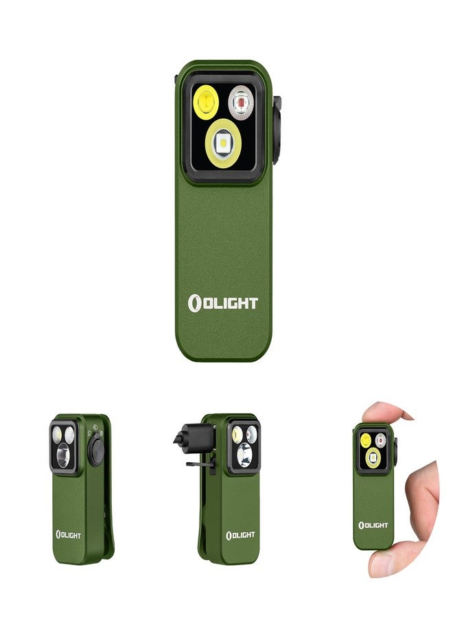 أولايت مصباح يدوي OLIGHT Oclip Pro EDC بمشبك، قابل لإعادة الشحن 500 لومن مع ثلاثة حلول إضاءة شحن من النوع C، مصابيح فلاش مغناطيسية للإشارة وركوب الدراجات والاستخدام في الهواء الطلق أو في الأماكن المغلقة (OD أخضر) - Image 1
