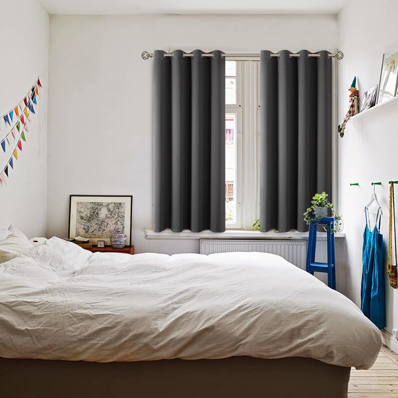 BGment الستائر التعتيم في Bression - غرفة نوم معزولة حرارية غامق ومجموعة ستارة غرفة المعيشة من لوحين (52 × 54 بوصة رمادية داكنة) - Image 2