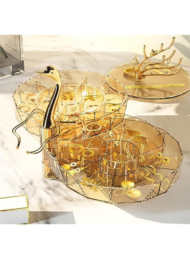 BEROZA Acrylic Jewelry Organizer, 3 Tiers Storage with 29 Small Compartment Boxes, Women Clear Jewelry Display Organizer for Rings, Earrings, Bracelets, Necklaces (Amber) - Image 1