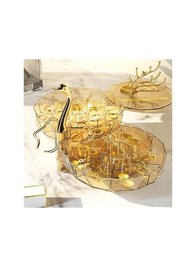 BEROZA Acrylic Jewelry Organizer, 3 Tiers Storage with 29 Small Compartment Boxes, Women Clear Jewelry Display Organizer for Rings, Earrings, Bracelets, Necklaces (Amber) - Image 2