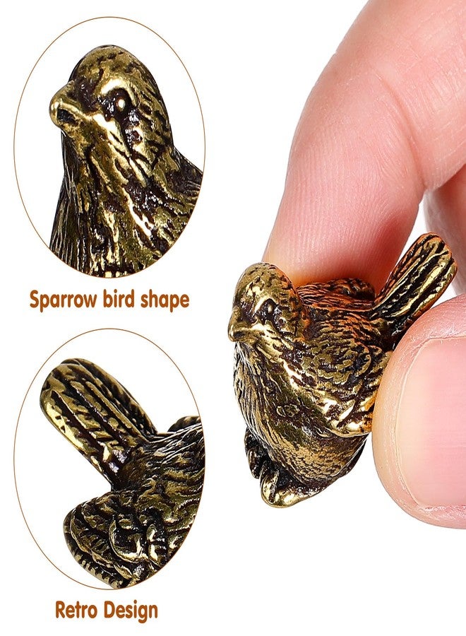 Sewroro Golden Brass Bird Statue Small Brass Sparrow Figurine Retro Bird Decoration Home Desktop Decor - Image 5