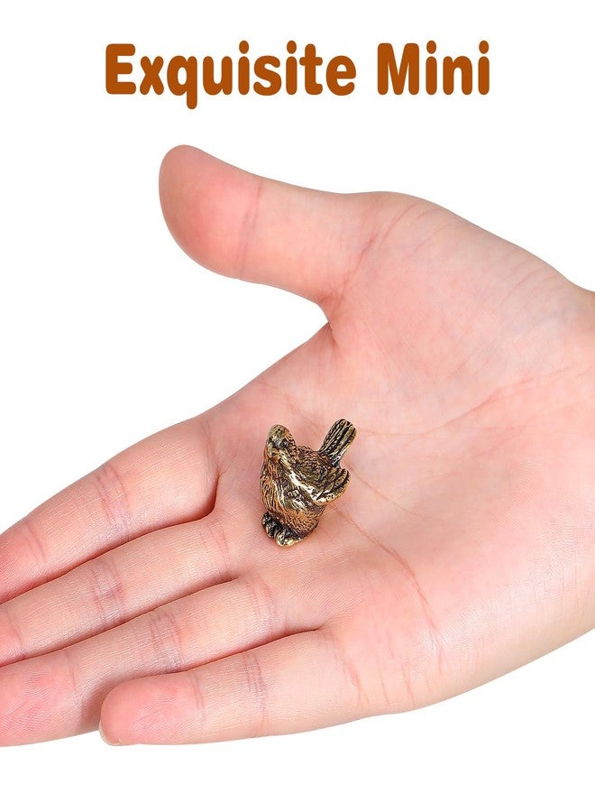 Sewroro Golden Brass Bird Statue Small Brass Sparrow Figurine Retro Bird Decoration Home Desktop Decor - Image 4