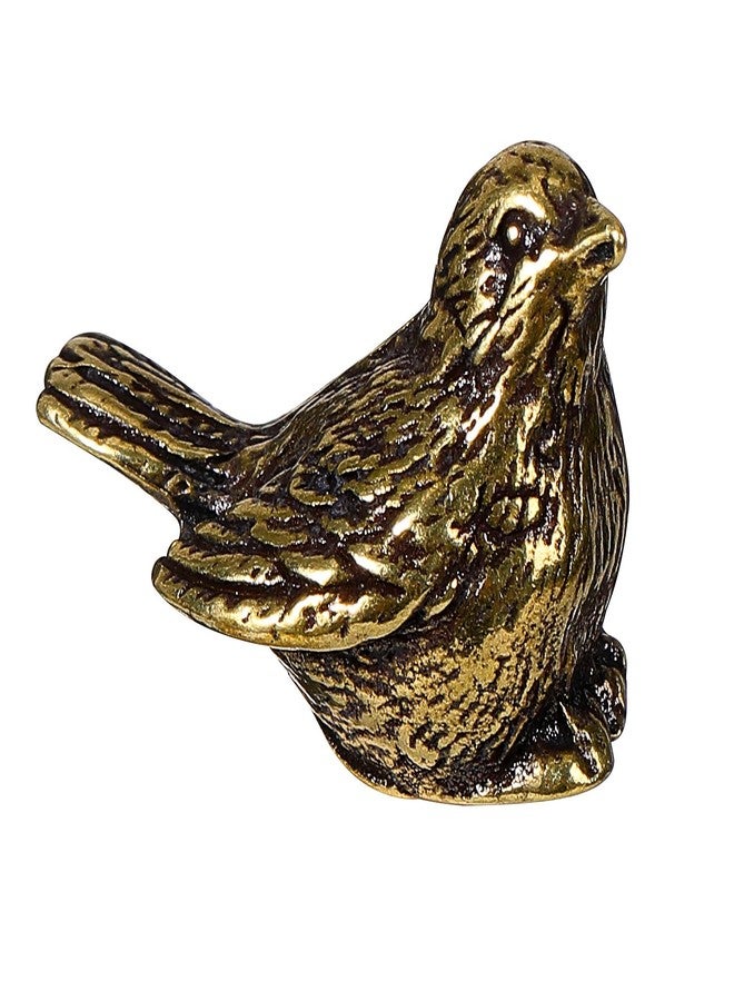 Sewroro Golden Brass Bird Statue Small Brass Sparrow Figurine Retro Bird Decoration Home Desktop Decor - Image 1