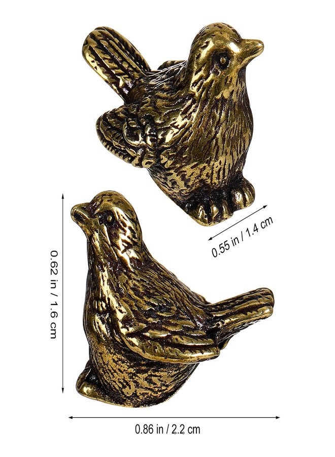Sewroro Golden Brass Bird Statue Small Brass Sparrow Figurine Retro Bird Decoration Home Desktop Decor - Image 3