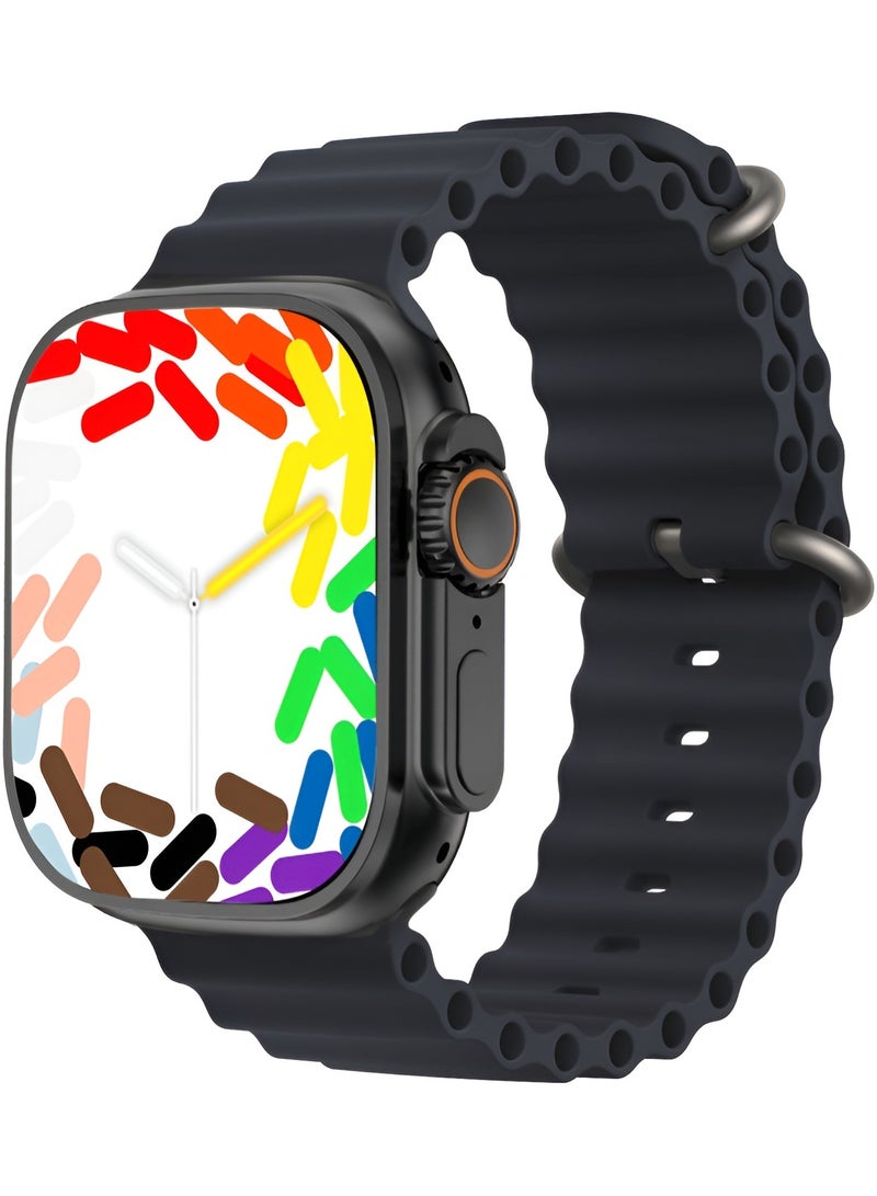 T8000 Smart Watch, BIG INFINITE DISPLAY, Wireless Charging - Black