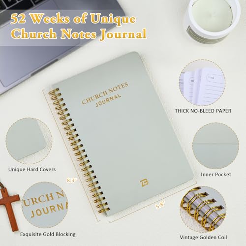 Zorblinx Church Notes Journal & Sermon Notes Notebook - Guided Christian Notebook for Key Points, Scripture Verses & Reflection | Spiritual Gift for Men & Women Bible Study Supplies, Green - Image 2