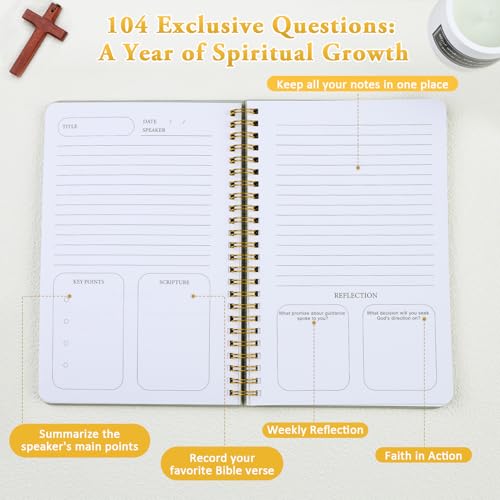 Zorblinx Church Notes Journal & Sermon Notes Notebook - Guided Christian Notebook for Key Points, Scripture Verses & Reflection | Spiritual Gift for Men & Women Bible Study Supplies, Green - Image 3