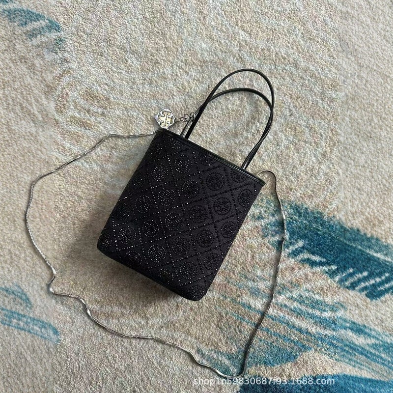 Tb Mini Tote Bag Women'S Small Chain Shoulder Back Fashionable Crossbody Bag Printed Old Flower Drilling Bag - Image 4