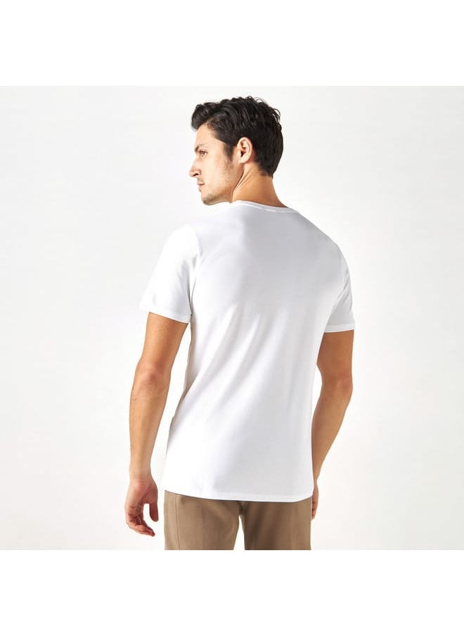Iconic Slogan Print Pique T-shirt with Crew Neck and Short Sleeves  - Image 3