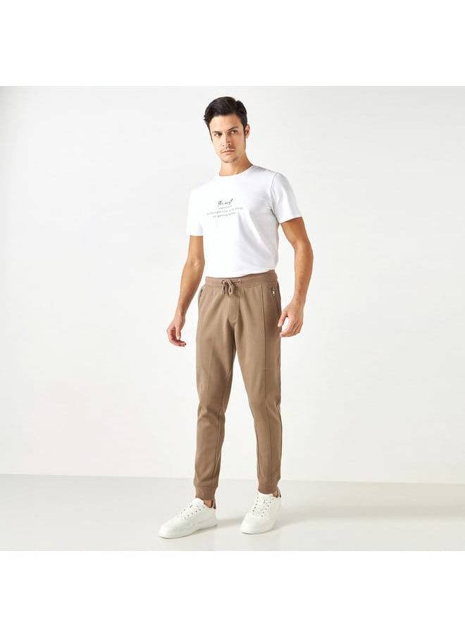 Iconic Slogan Print Pique T-shirt with Crew Neck and Short Sleeves  - Image 2