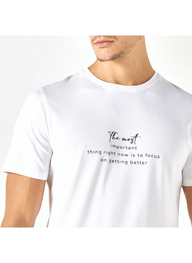 Iconic Slogan Print Pique T-shirt with Crew Neck and Short Sleeves  - Image 4