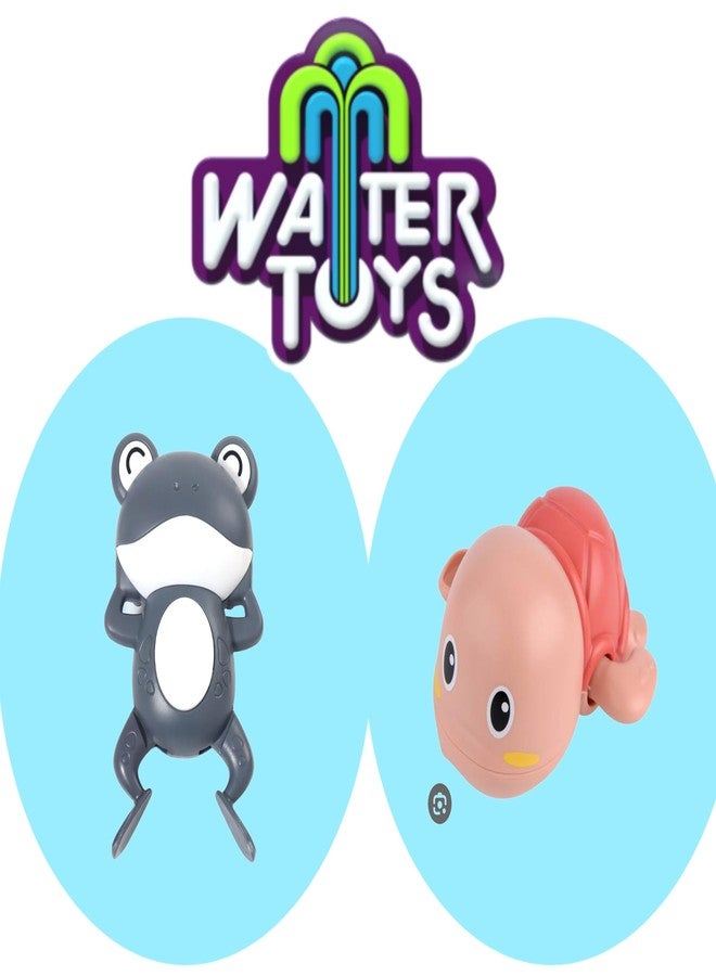 COSMOBABY Premium (Turtle & Frog Combo) Bath Toys, Cute Swimming Bath Toys for Toddlers 1-3, Floating Wind Up Toys for 1-5 Year Old Boy Girl, New Born Baby Bathtub Water Toys, Proudly Made in India - Image 1