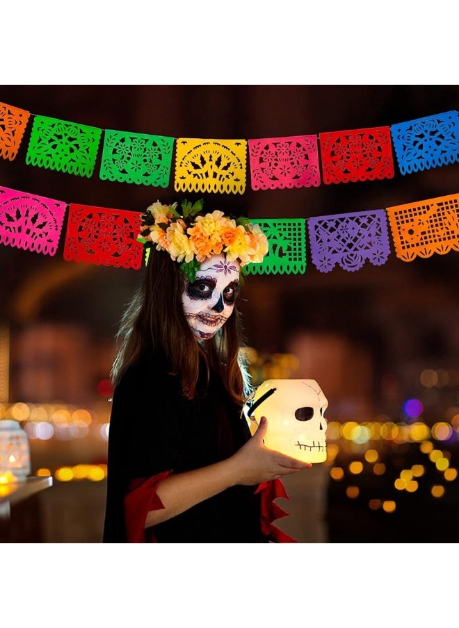 DomeStar - DomeStar 2 Pack Mexican Party Banners, 36 Feet Cinco De Mayo Decorations Papel Picado Banners for Mexican Theme Birthday Party Wedding Dia De Los Muertos Day of The Dead - Image 1