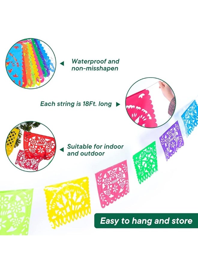 DomeStar - DomeStar 2 Pack Mexican Party Banners, 36 Feet Cinco De Mayo Decorations Papel Picado Banners for Mexican Theme Birthday Party Wedding Dia De Los Muertos Day of The Dead - Image 1
