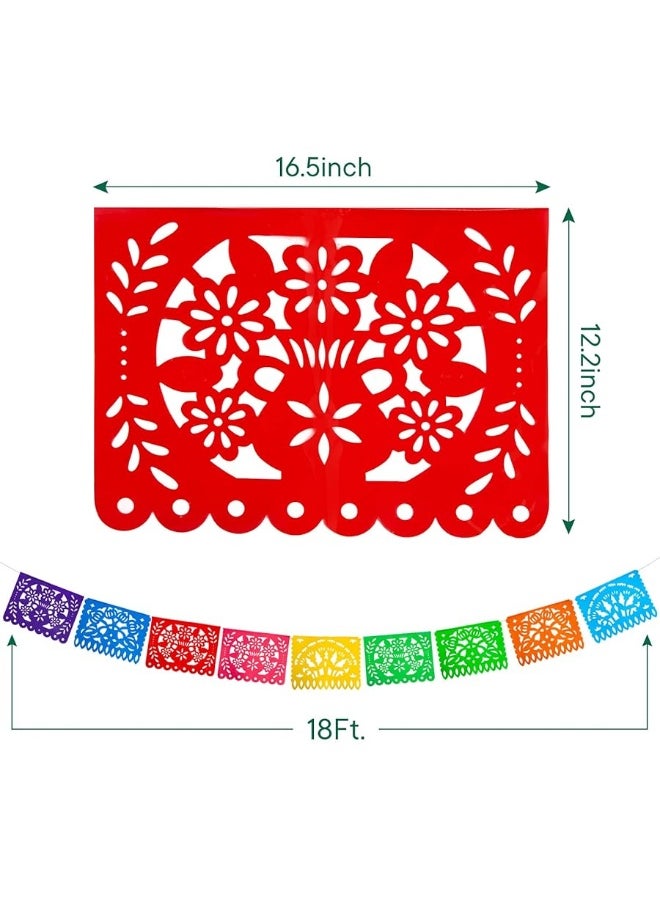 DomeStar - DomeStar 2 Pack Mexican Party Banners, 36 Feet Cinco De Mayo Decorations Papel Picado Banners for Mexican Theme Birthday Party Wedding Dia De Los Muertos Day of The Dead - Image 1