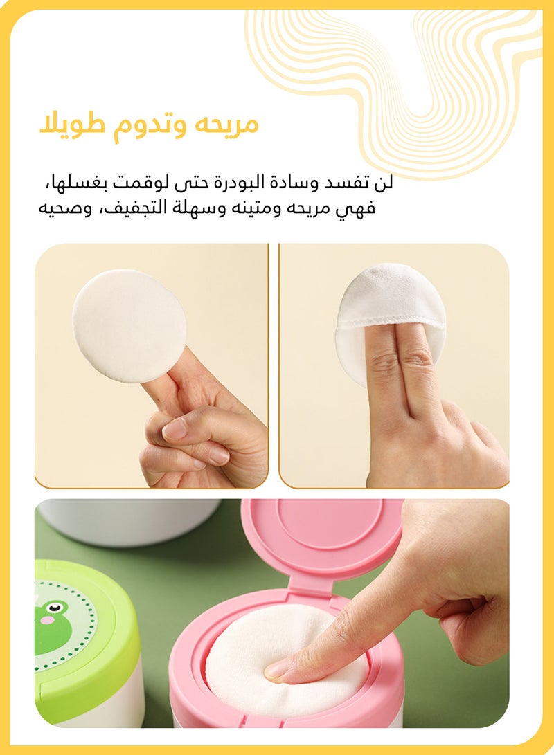 شي آند ليتل علبة بودرة متعددة الأغراض مع 2 نفخة، إسفنجة ناعمة ورقيقة، مقاومة للرطوبة ولطيفة، للاستخدام بعد الاستحمام أو السفر، مثالية للنساء وحديثي الولادة (وردي) - Image 4