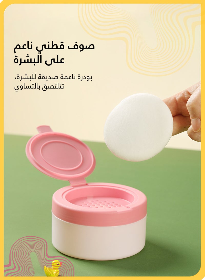 شي آند ليتل علبة بودرة متعددة الأغراض مع 2 نفخة، إسفنجة ناعمة ورقيقة، مقاومة للرطوبة ولطيفة، للاستخدام بعد الاستحمام أو السفر، مثالية للنساء وحديثي الولادة (وردي) - Image 5