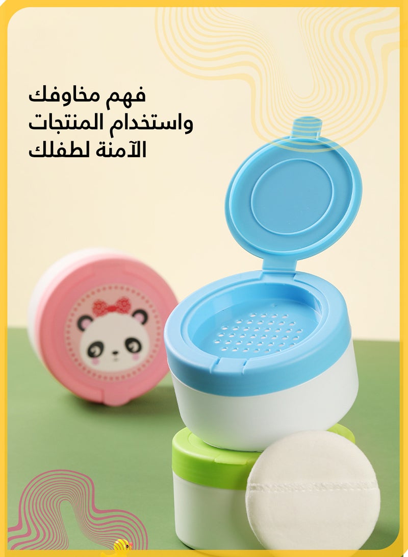 شي آند ليتل علبة بودرة متعددة الأغراض مع 2 نفخة، إسفنجة ناعمة ورقيقة، مقاومة للرطوبة ولطيفة، للاستخدام بعد الاستحمام أو السفر، مثالية للنساء وحديثي الولادة (وردي) - Image 2