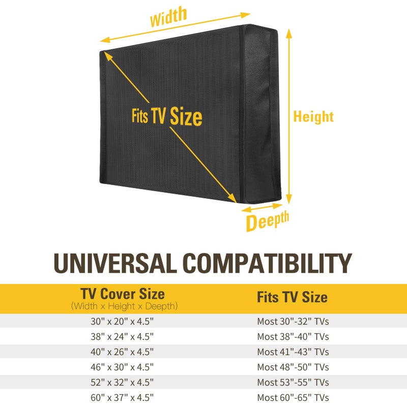 Mounting Dream Outdoor TV Cover Weatherproof with Bottom Cover for 60-65 inch TV, Waterproof and Dustproof TV Screen Protectors with Remote Control Pocket for Outside LED, LCD, OLED Flat Screen TVs - Image 2