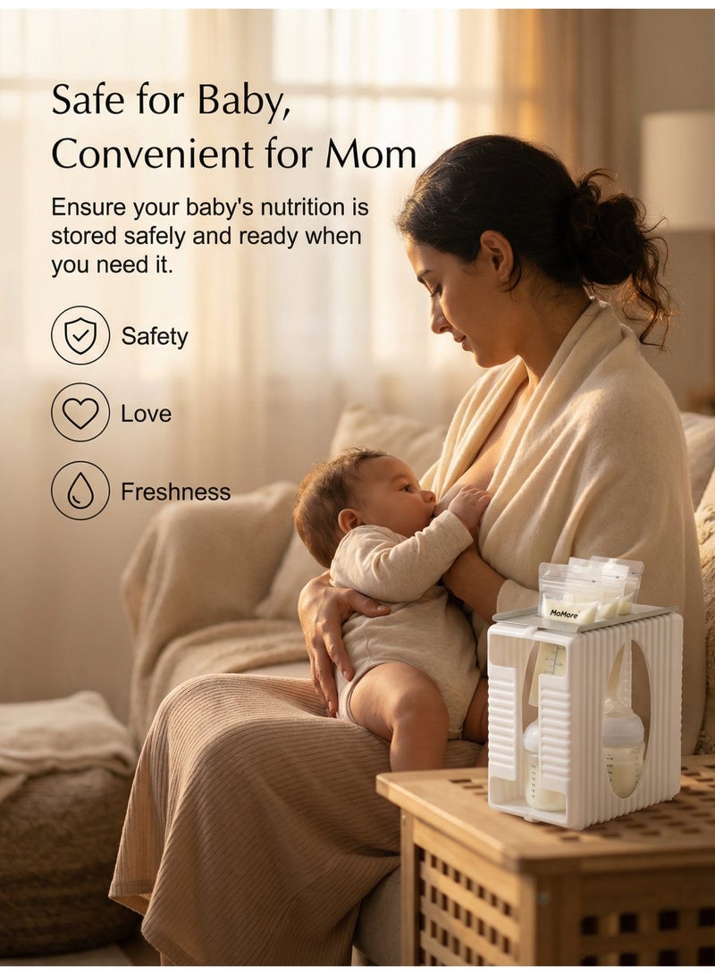 Momore Breast Milk Storage Bag Freeze Organizer First-in First-Out System With Tray For Freezing Breastmilk And 30 Piece Breast Milk Bag - Image 3