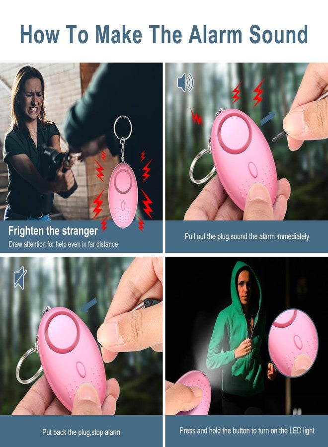 Ankilo Safety Keychain Set for Women, Safety Keychain Accessories, Bracelet Wristlet Keyring for Girls with Personal Alarm, No Touch Door Opener, Whistle and Pompom (Pink) - Image 2