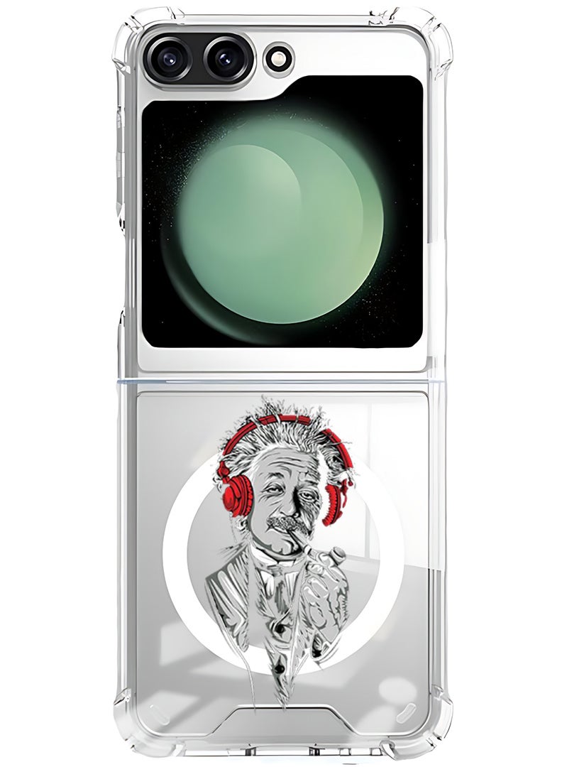 Theodor Magnetic Case for Samsung Galaxy Z Flip 5 Compatible with MagSafe Wireless Charging, Shockproof Phone Bumper Cover Einstein - Image 1