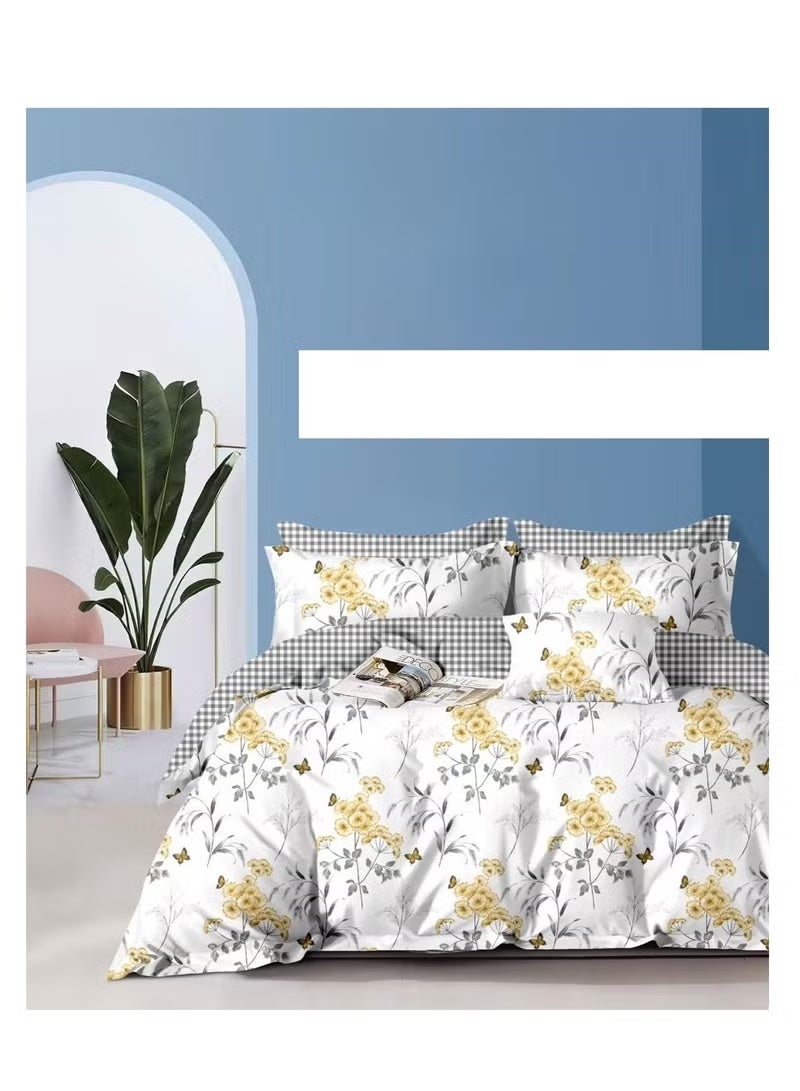 بيج نمط عناصر هندسية الفراش المنزلي 6 قطع أغطية لحاف مجموعة طباعة رقمية بوليستر سرير مسطح مع غطاء وسادة 100 بوليستر