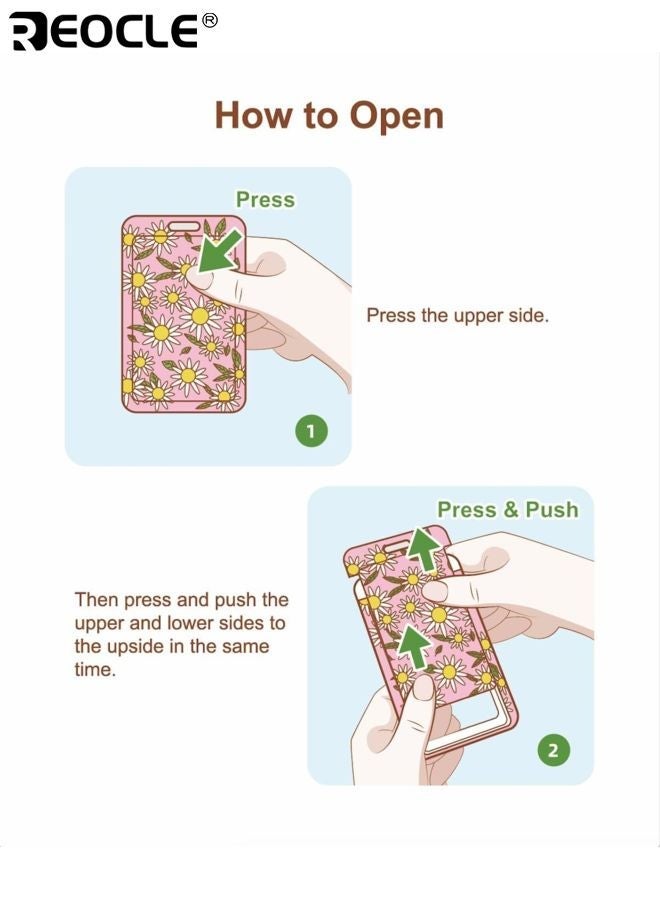 REOCLE 3PCS ID Badge Holder with Lanyard and Keys Retractable Badge Holder with Detachable Lanyard Fashionable Badge Reel Heavy Duty with Carabiner Clip for Nurse Teacher Office and School Staff - Image 4