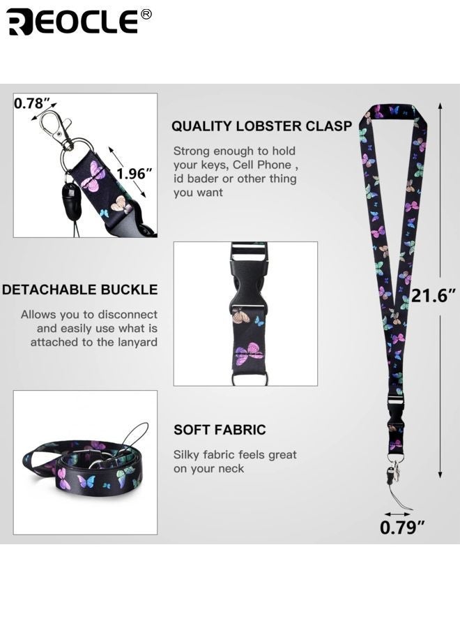 REOCLE 3PCS ID Badge Holder with Lanyard and Keys Retractable Badge Holder with Detachable Lanyard Fashionable Badge Reel Heavy Duty with Carabiner Clip for Nurse Teacher Office and School Staff - Image 5