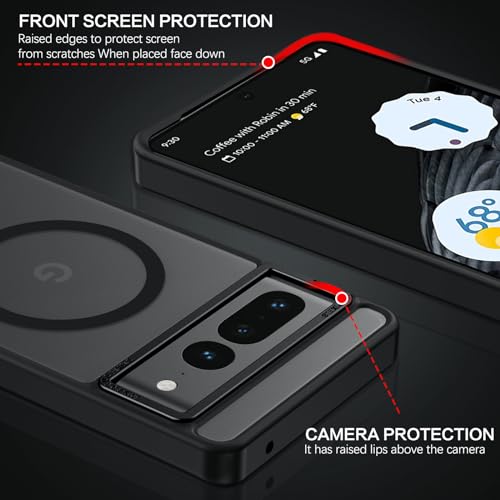 BENTOBEN for Google Pixel 7 Pro Case [Compatible with Magsafe] Translucent Matte Magnetic Pixel 7 Pro Case Slim Thin Shockproof Women Men Protective Phone Cases for Google Pixel 7 Pro 6.7" 2022, Black - Image 5