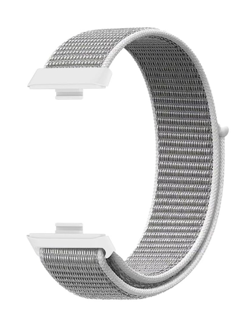 حزام نايلون حلقي لساعة هواوي واتش فيت 3، سوار رياضي ناعم منسوج لساعة هواوي واتش فيت 3 الذكية  ابيض ورمادى - Image 1