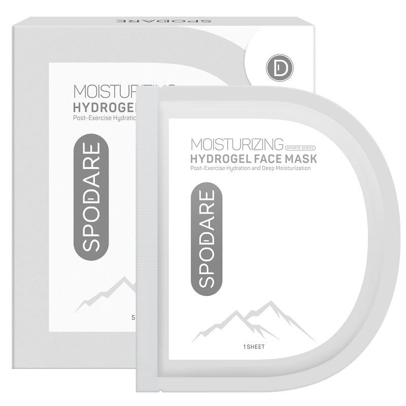 SPODARE SPORTS MASK Moisturizing Hydrogel Face Mask Antioxidant and Quick Hydration after Exercise Contain Hyaluronic Acid and Red Algae Extract For All Skin Types 5 Pc