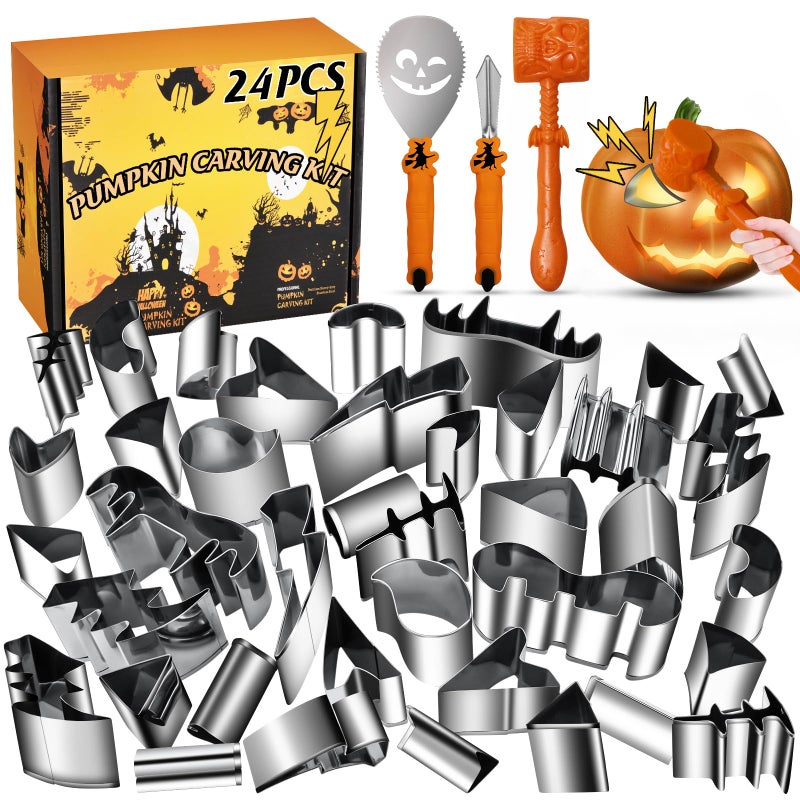 WANNTS Halloween Pumpkin Carving Kit, Safe and Easy Pumpkin Carving Set for Kids, Stainless Steel Pumpkin Carving Tools for Halloween Decoration, Gift - Image 1