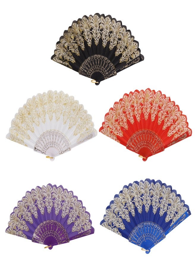 INNOLIFE Spanish Folding Retro Pattern Hand Fan for Women, Handheld Chinese Folding Fan Hand Fan for Party Dancing Wedding and Home Decoration (A-5 Colors) - Image 1
