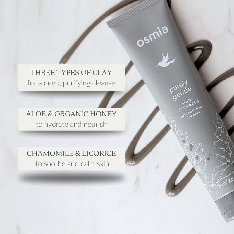 Osmia Skincare - Natural Purely Gentle Mud Cleanser | Aloe, Clay, Honey, Chamomile, Licorice Root | Strengthen, Detoxify, Soothe | Clean Beauty For Healthy Skin (2.5 fl oz | 75 ml) - Image 5
