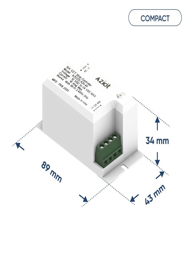 AZIOT 10A CCT Strip Light Controller, WiFi LED Controller, 12V-24VDC, Smart App & Voice Control, Adjustable Color Temperature & Brightness, No Hub Required. - Image 4