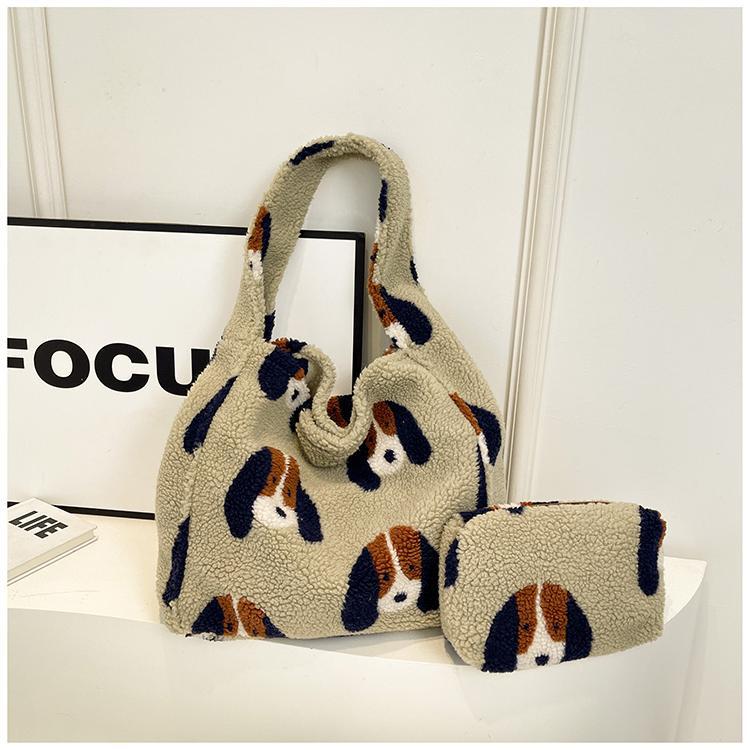 Autumn New Ins Style Maomao Shoulder Bag Large Capacity Fashion Bag Vertical Stripe Tote Bag Retro Bag For Women