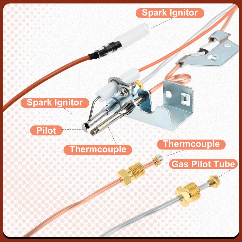 Lemfema 9003542 Natural Gas Pilot Assembly, Replacement for 100109295 9003542005 18324-190 Water Heater Pilot Assembly, Compatible with A.O.Smith, Kenmore, State GS and GSX Natural Gas Water Heater - Image 2