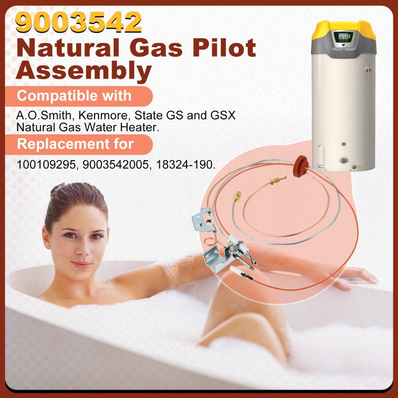 Lemfema 9003542 Natural Gas Pilot Assembly, Replacement for 100109295 9003542005 18324-190 Water Heater Pilot Assembly, Compatible with A.O.Smith, Kenmore, State GS and GSX Natural Gas Water Heater - Image 3